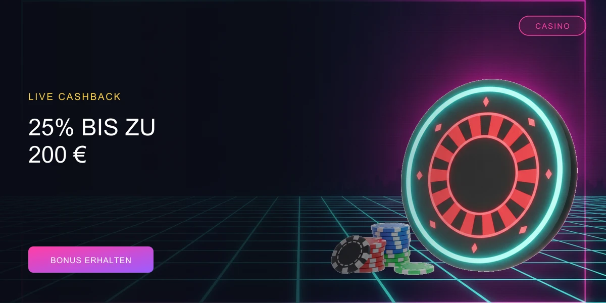 PowerUp Casino Live Cashback mit 25 % bis zu 200 Euro pro Woche