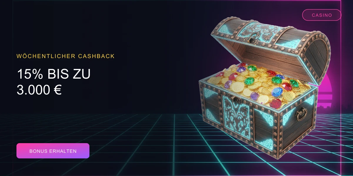 PowerUp Casino wöchentlicher Cashback mit 15 % bis zu 3.000 Euro
